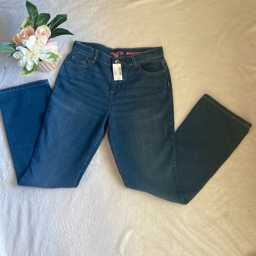 NWT The Children’s Place Size 16 Boot Cut Blue Jeans Med Lara Wash